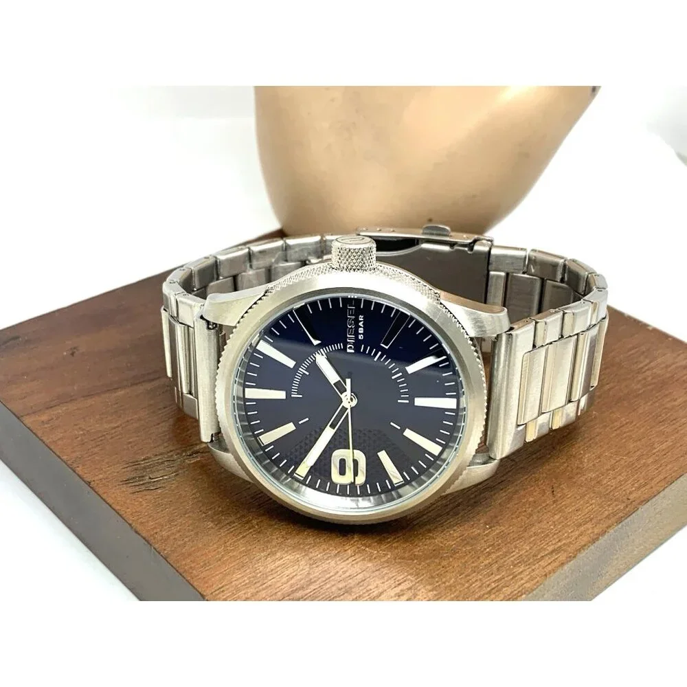 Diesel Men's Watch DZ1763 Rasp Quartz Blue Dial Silver Stainless Steel 47mm